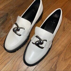AEROSOLES Lilia White Leather Loafers